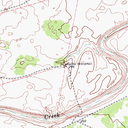 Topographic Map of Salto Windmill, TX