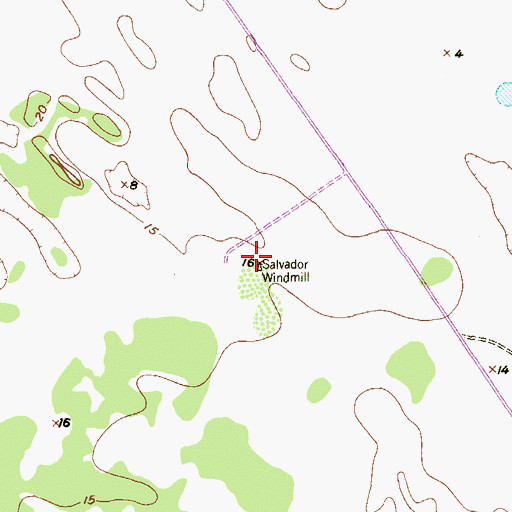 Topographic Map of Salvador Windmill, TX