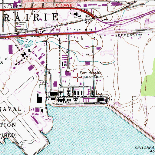 Topographic Map of Sam Houston Athletic Field, TX