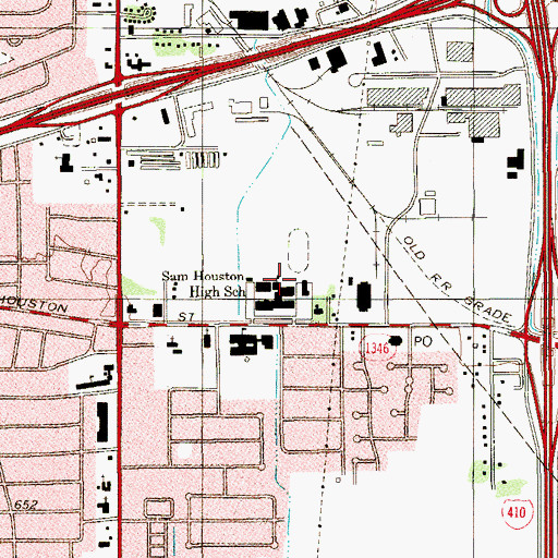 Topographic Map of Sam Houston High School, TX