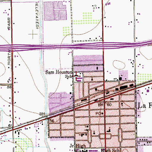Topographic Map of Sam Houston School, TX