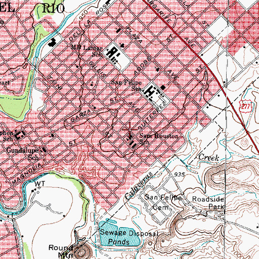Topographic Map of Sam Houston School, TX