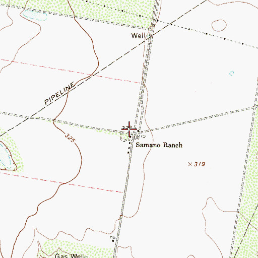 Topographic Map of Samano Ranch, TX