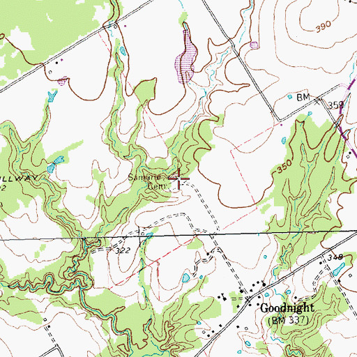 Topographic Map of Samarie Cemetery, TX