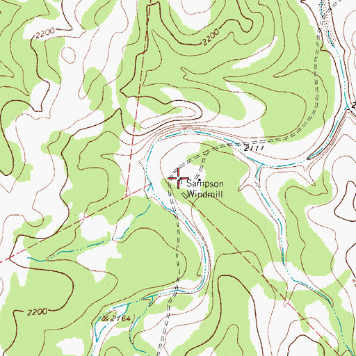 Topographic Map of Sampson Windmill, TX