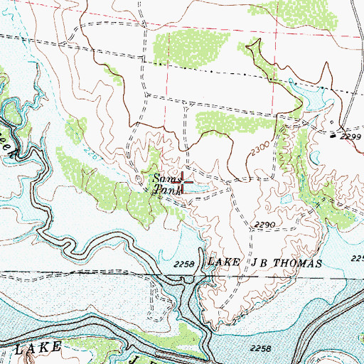 Topographic Map of Sams Tank, TX