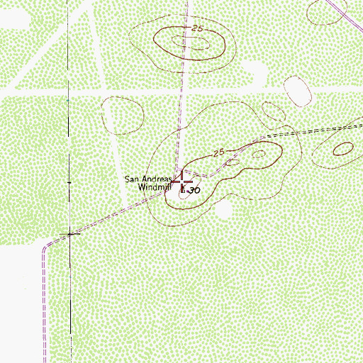 Topographic Map of San Andreas Windmill, TX
