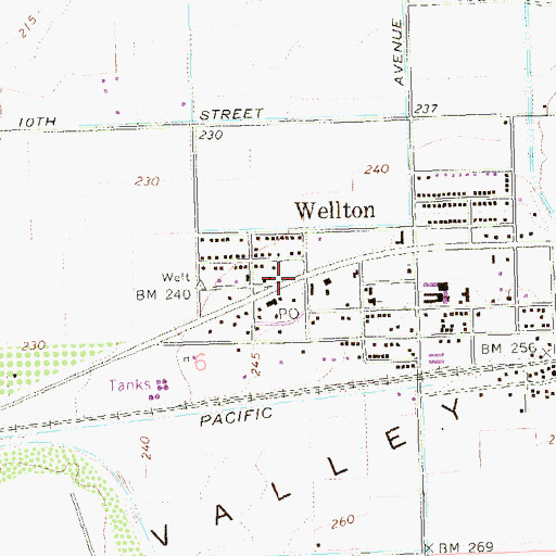 Topographic Map of Wellton, AZ