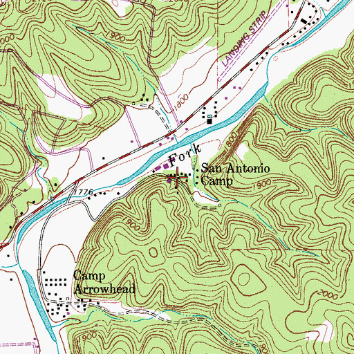 Topographic Map of San Antonio Camp, TX