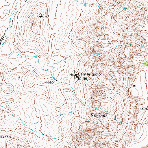 Topographic Map of San Antonio Mine, TX
