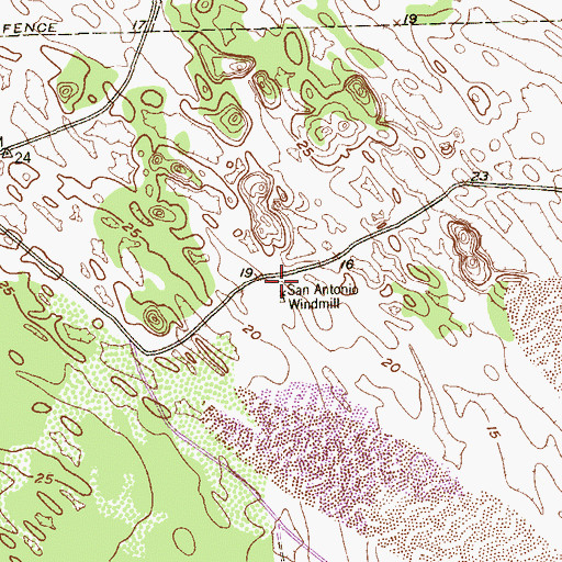 Topographic Map of San Antonio Windmill, TX