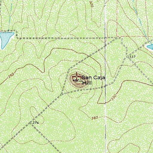 Topographic Map of San Caja Hill, TX
