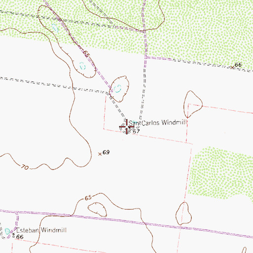 Topographic Map of San Carlos Windmill, TX