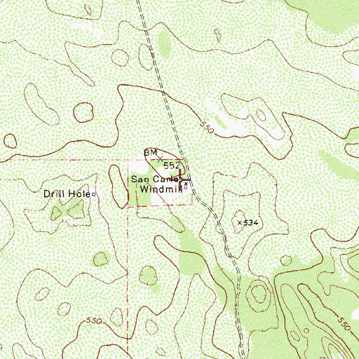 Topographic Map of San Carlos Windmill, TX