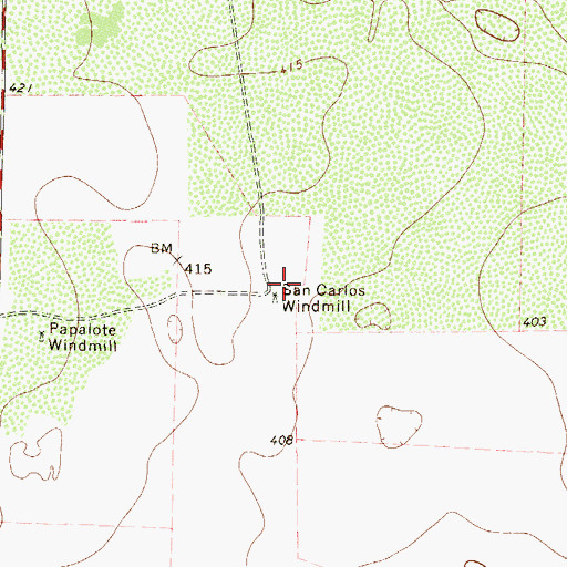 Topographic Map of San Carlos Windmill, TX