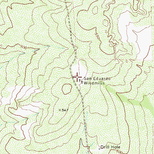 Topographic Map of San Eduardo Windmills, TX