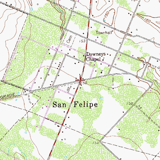 Topographic Map of San Felipe, TX