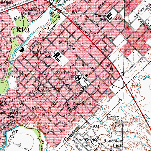 Topographic Map of San Felipe Memorial Middle School, TX