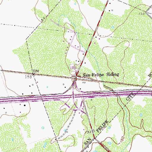 Topographic Map of San Felipe Siding, TX