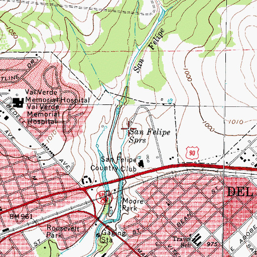 Topographic Map of San Felipe Springs, TX