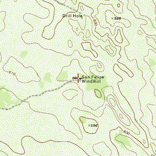 Topographic Map of San Felipe Windmill, TX