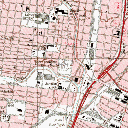 Topographic Map of San Fernando Cemetery Number 1, TX