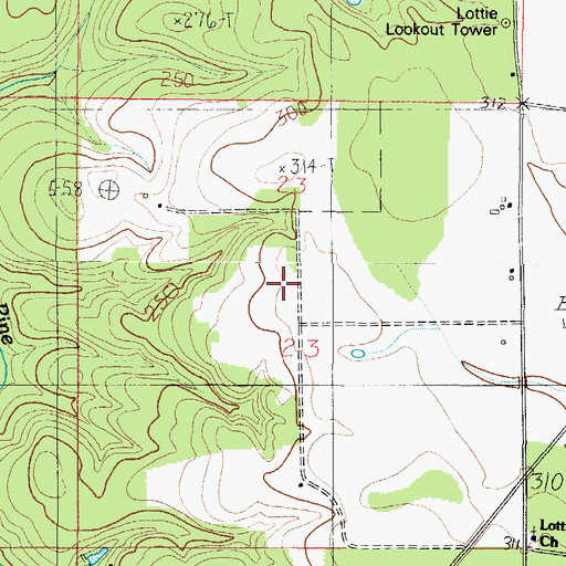 Topographic Map of Millers Cemetery, AL