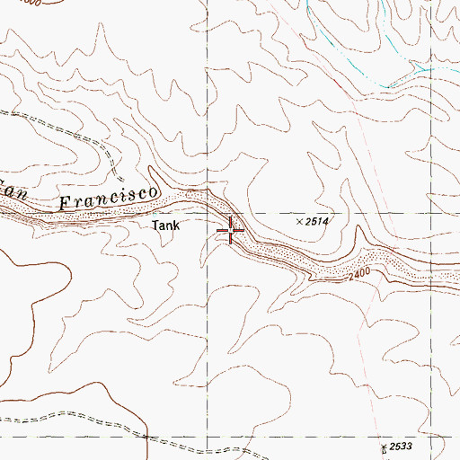 Topographic Map of San Francisco Shutups, TX