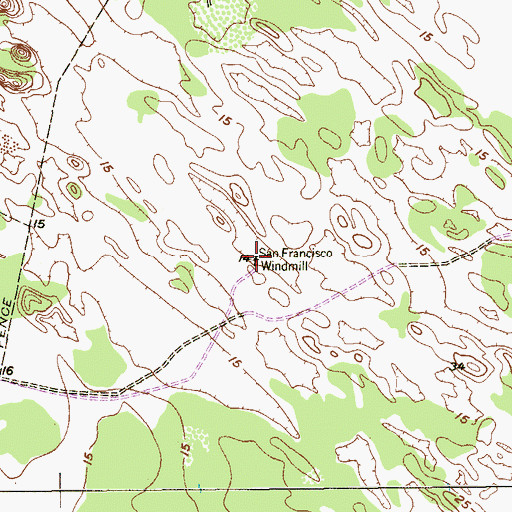Topographic Map of San Francisco Windmill, TX