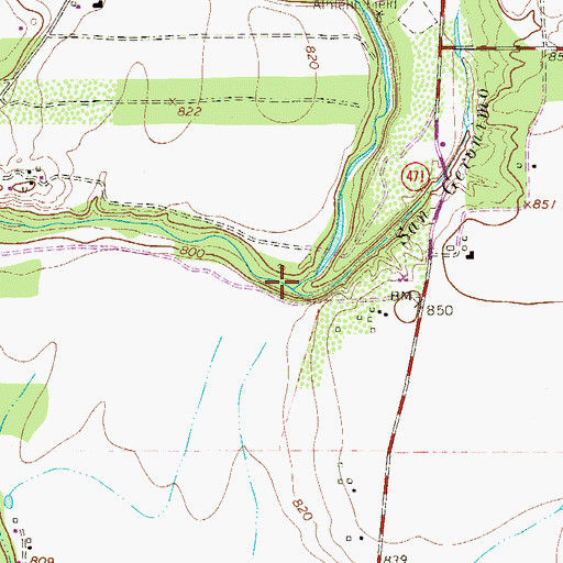 Topographic Map of San Geronimo Creek, TX