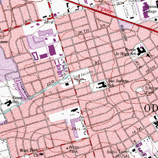 Topographic Map of San Jacino Park, TX