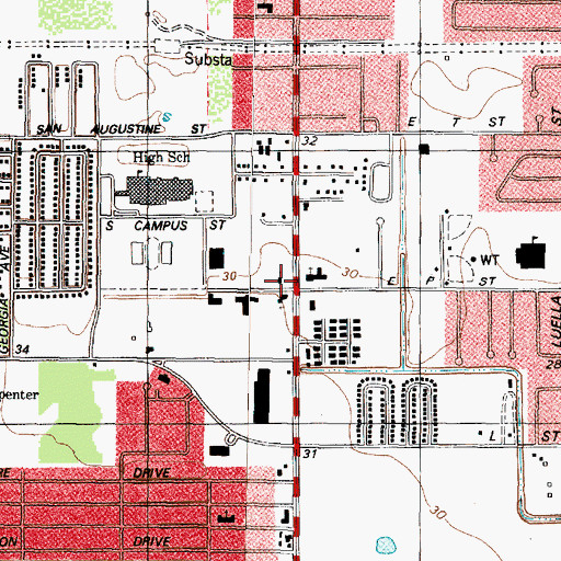 Topographic Map of San Jacinto Church, TX