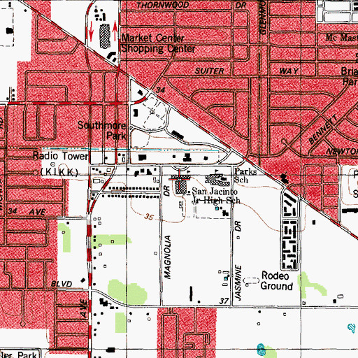 Topographic Map of San Jacinto Junior High School, TX