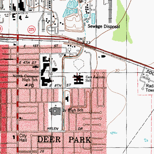 Topographic Map of San Jacinto School, TX