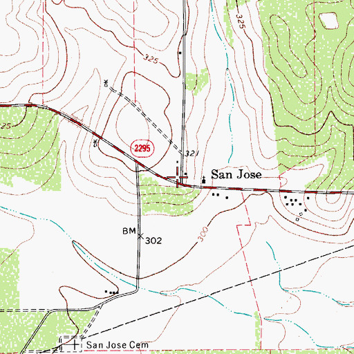 Topographic Map of San Jose, TX