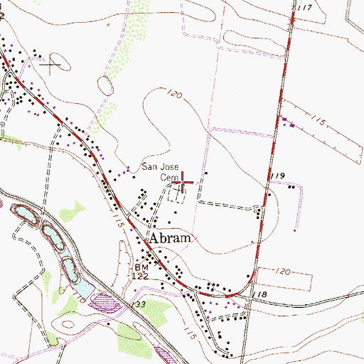 Topographic Map of San Jose Cemetery, TX