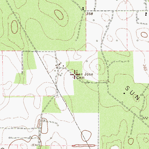 Topographic Map of San Jose Cemetery, TX