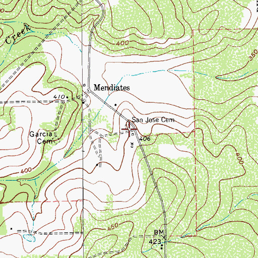 Topographic Map of San Jose Cemetery, TX
