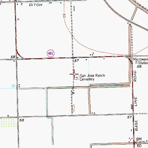 Topographic Map of San Jose Ranch Cemetery, TX