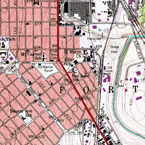 Topographic Map of San Jose School, TX