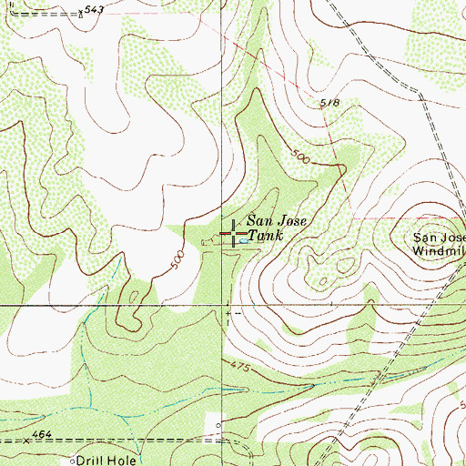 Topographic Map of San Jose Tank, TX
