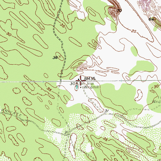 Topographic Map of San Jose Windmill, TX