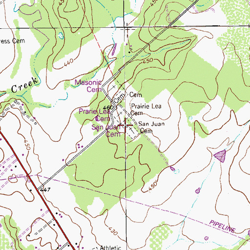 Topographic Map of San Juan Number 2 Cemetery, TX