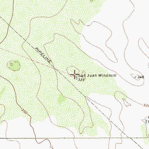Topographic Map of San Juan Windmill, TX
