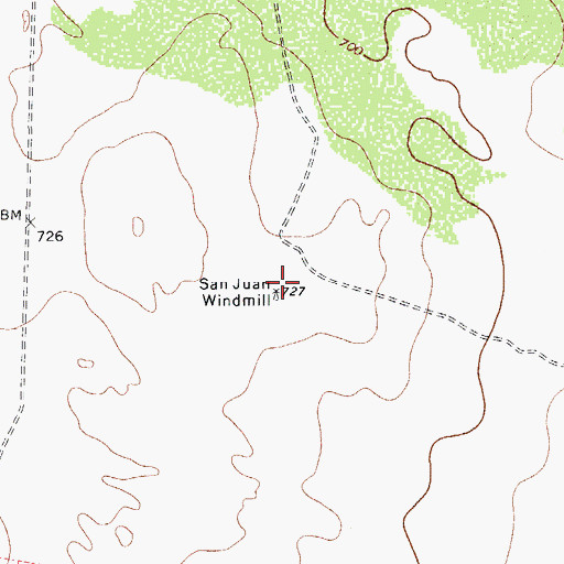 Topographic Map of San Juan Windmill, TX