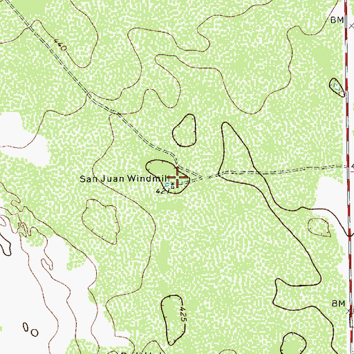 Topographic Map of San Juan Windmill, TX