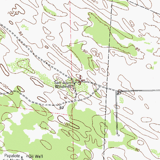 Topographic Map of San Juan Windmill, TX