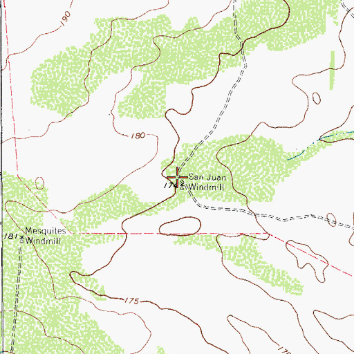 Topographic Map of San Juan Windmill, TX