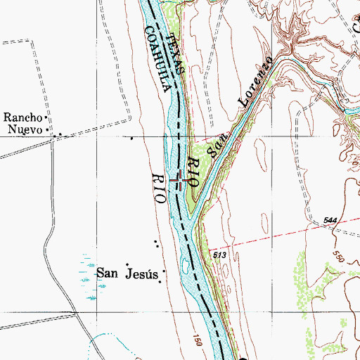 Topographic Map of San Lorenzo Creek, TX