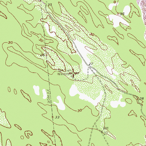 Topographic Map of San Luis Windmill, TX